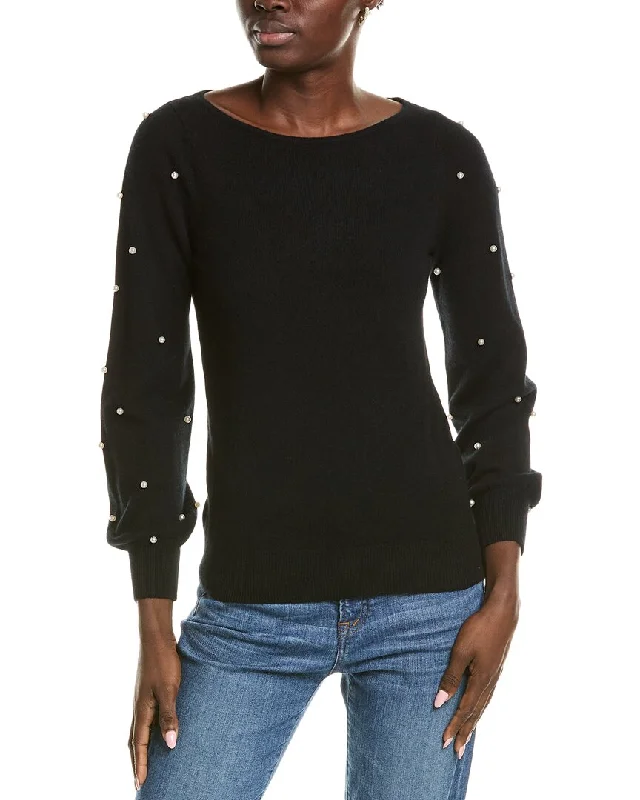 Retro Knit TopsSofiacashmere Embellished Cashmere Sweater