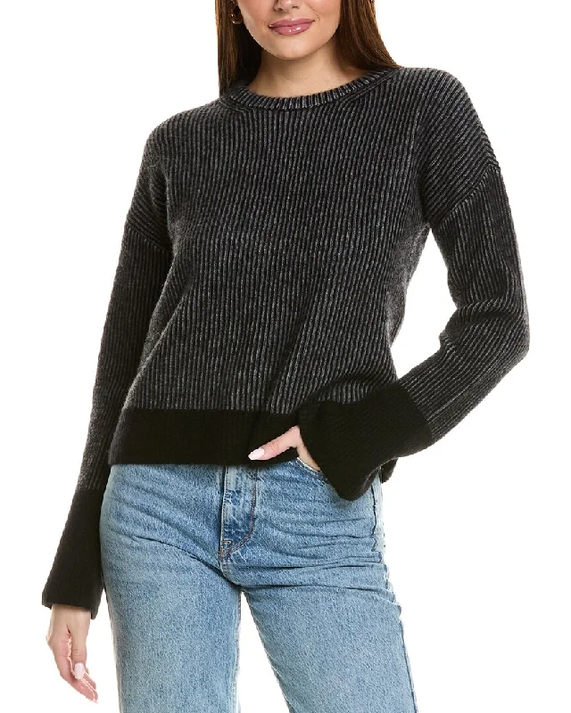 Casual Knit TopsDesign History Two Color Brioche Cashmere Sweater