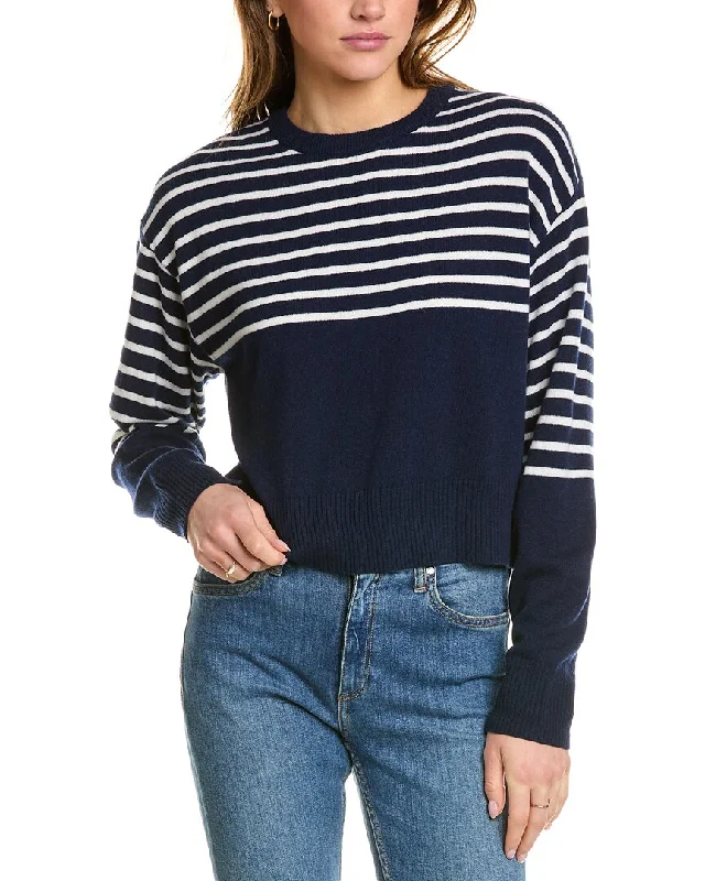 Cycling Knit TopsMonrow Stripe Wool & Cashmere-Blend Sweater