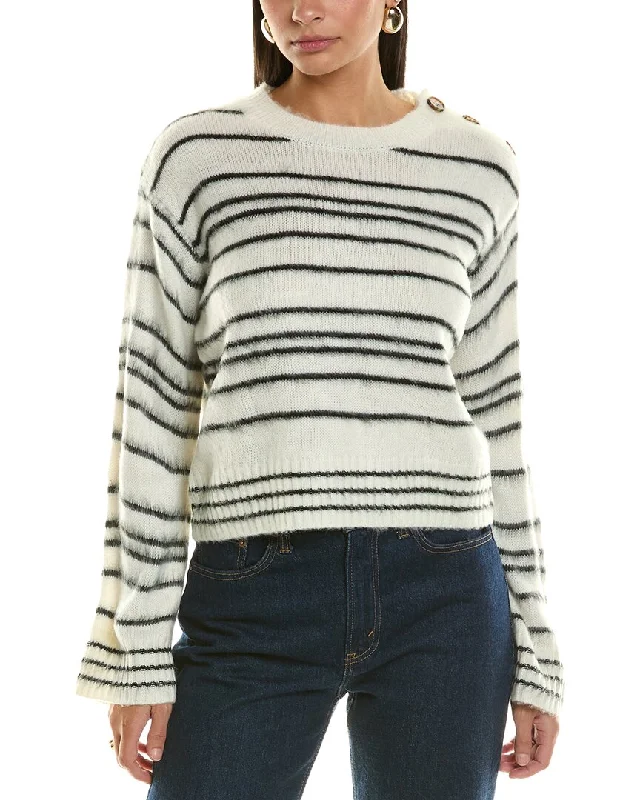 Hooded Knit TopsBishop + Young Noelle Stripe Fuzzy Sweater