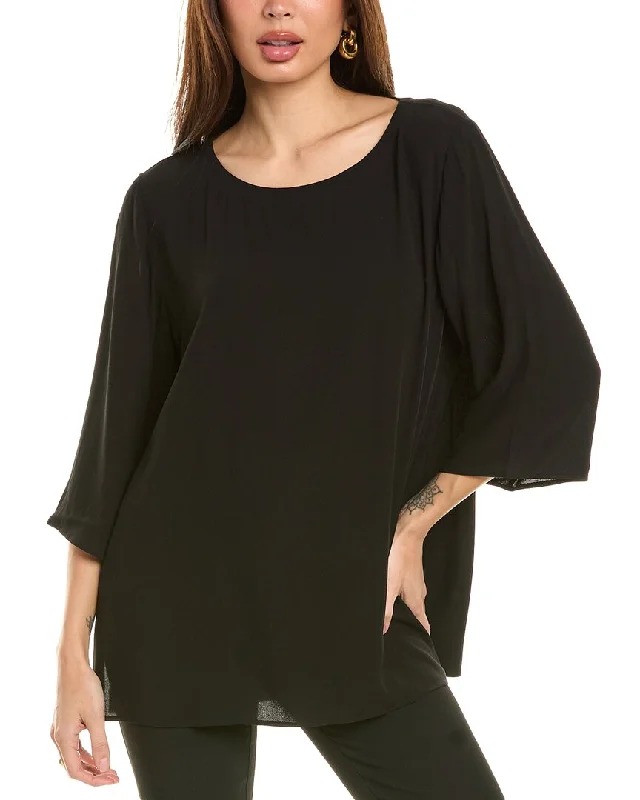 Sheer Knit TopsEileen Fisher Ballet Neck Silk Top