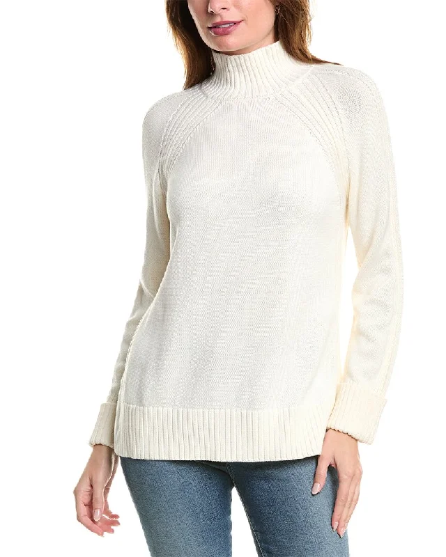 Recycled Fabric Knit TopsJones New York Directional Mock Neck Sweater