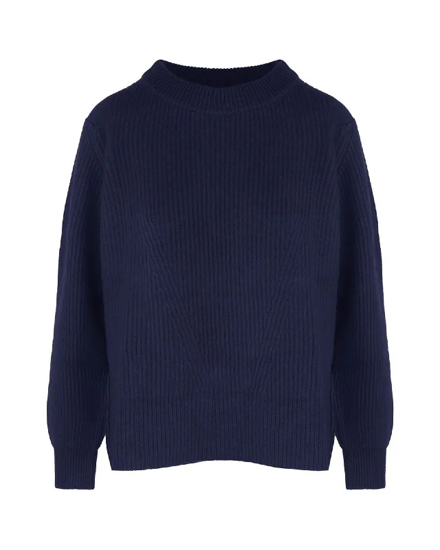 Urban Knit TopsMalo Cashmere Crew-Neck Sweater with Ribbed Embroidery and Side Slit