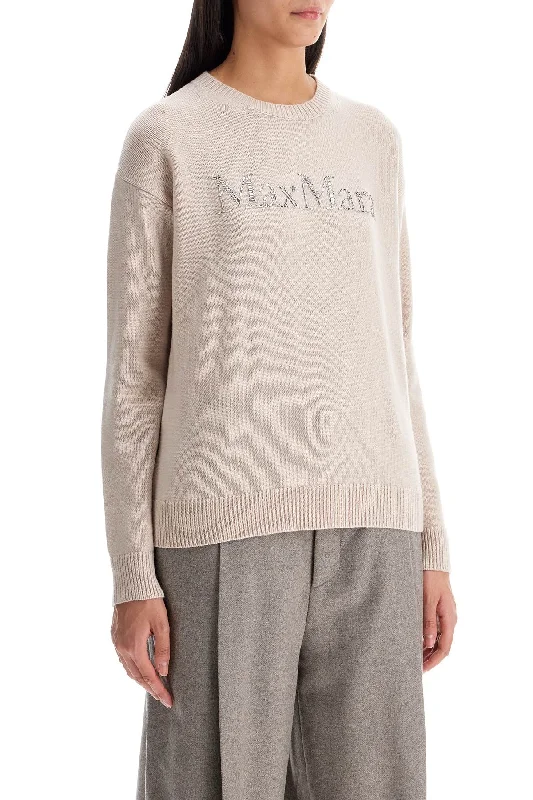 Scoop Neck Knit Tops's Max Mara 'kassel' Strass Logo