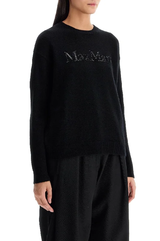 Boat Neck Knit Tops's Max Mara 'kassel' Strass Logo