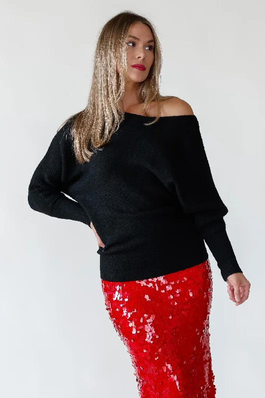 Velvet Knit TopsBrandie Black Rib Knit Sweater - Final Sale