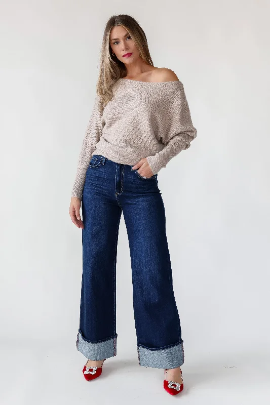 Recycled Fabric Knit TopsBrandie Oatmeal Rib Knit Sweater - Final Sale