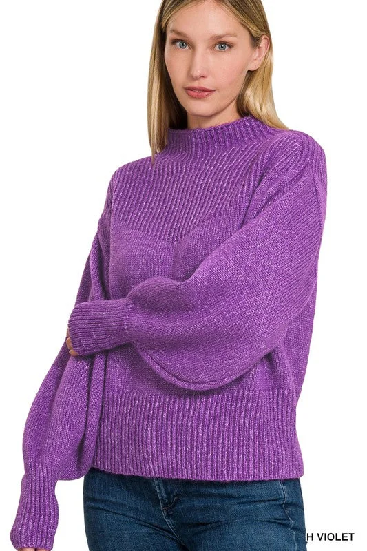 Performance Knit TopsHeather Mock Neck Sweater {H. Violet}