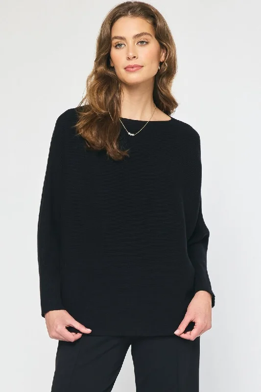 Spring Knit TopsRibbed Luxury Sweater {Black}