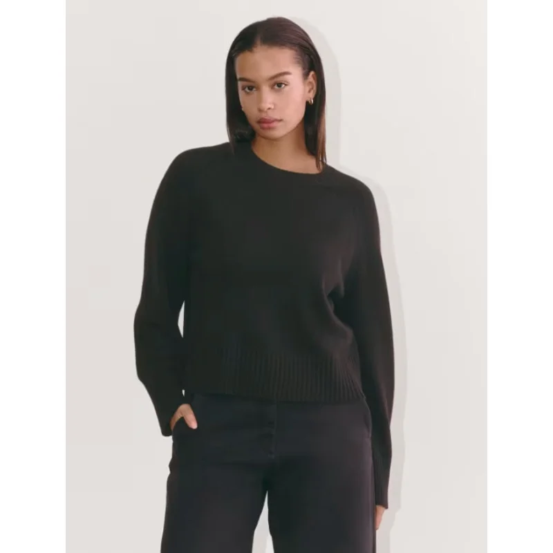 Outdoor Knit TopsEVERLANE Women's The Boxy Crew in Cashmere Sweater Small Black