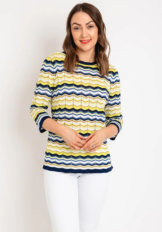 Athletic Knit TopsNatalia Collection Zig Zag Sweater, Yellow