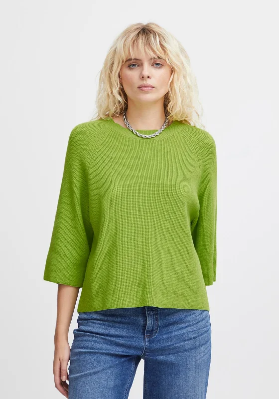 Sequined Knit TopsIchi Boston Knitted Rib Sweater, Parrot Green