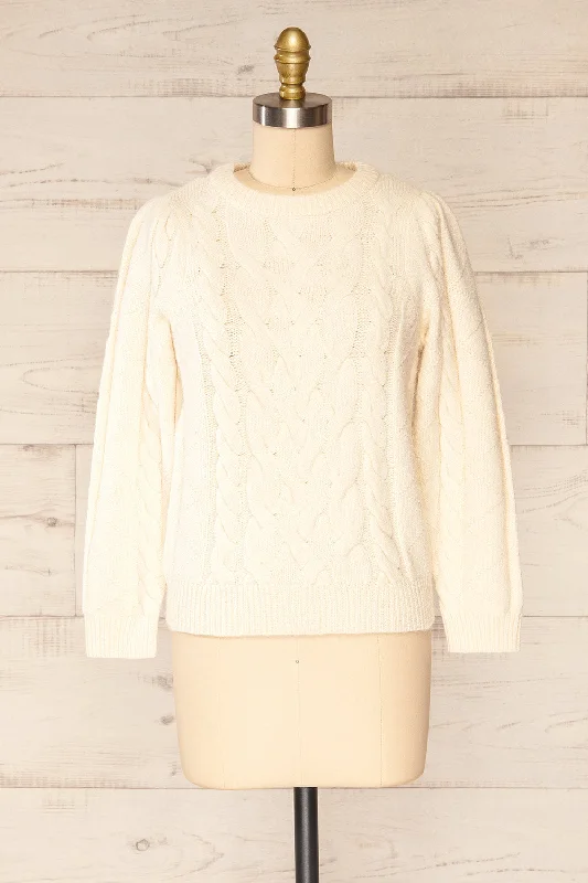 Retro Knit TopsInvera Cream | Cable Knit Sweater