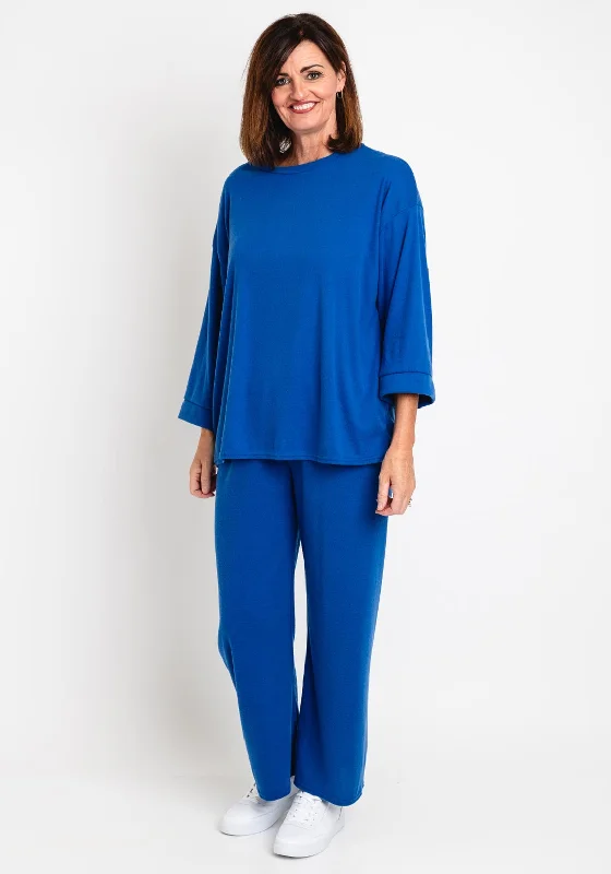 Ruffled Knit TopsSerafina Collection One Size Sweater and Trouser Set, Blue