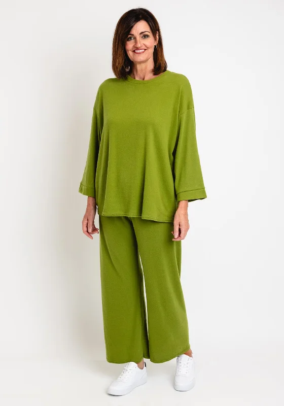 Asymmetrical Knit TopsSerafina Collection One Size Sweater and Trouser Set, Green