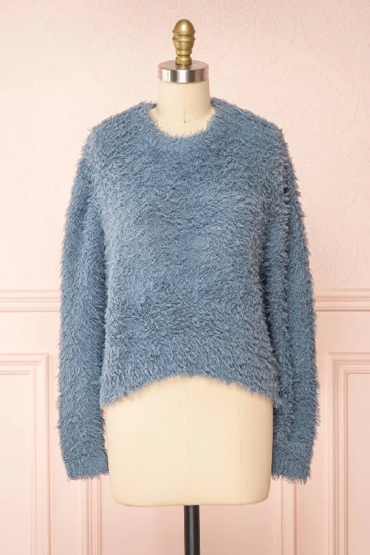 Skateboard Knit TopsMazie Blue | Fuzzy Sweater