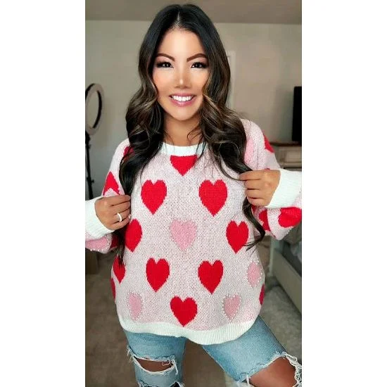 Sheer Knit TopsPearl Heart Sweater