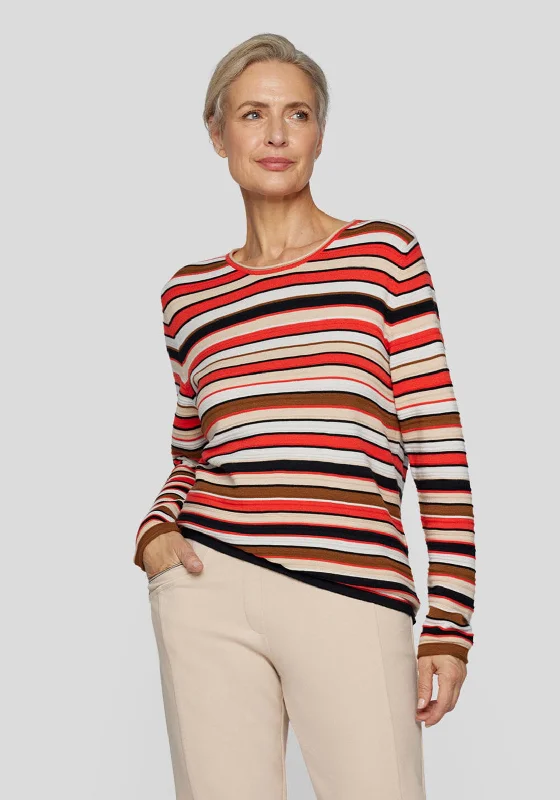 Cultural Knit TopsRabe Striped Knitted Sweater, Red Multi