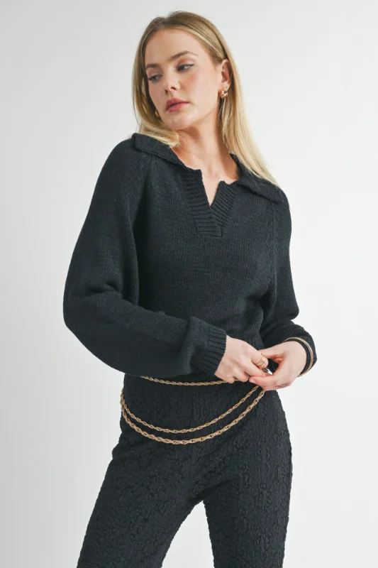 Ribbed Knit TopsScarlet Sweater - Black