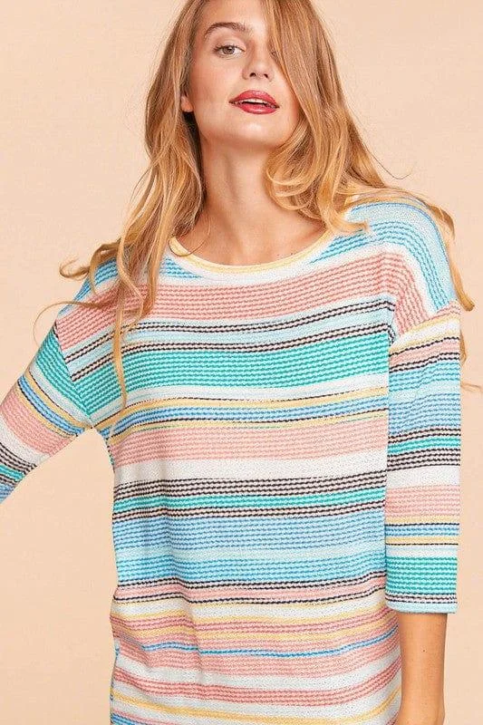 Lace Knit TopsPlus Women's Beach, Please- round neck textured vintage sweater