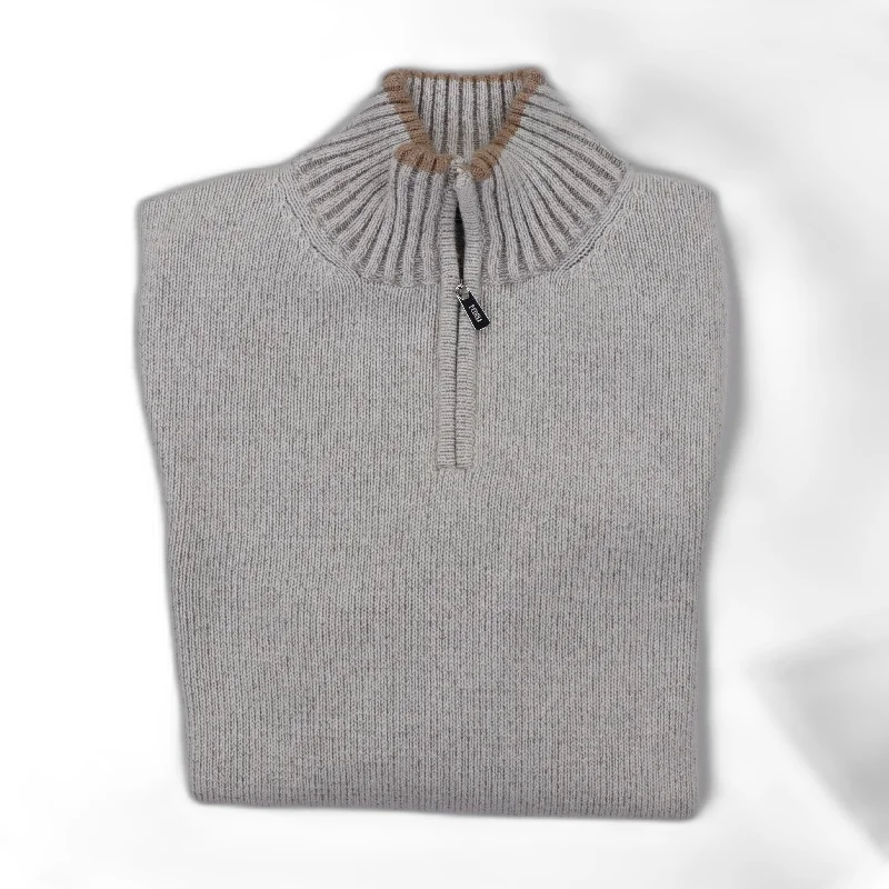 Beaded Knit TopsFavonio Cashmere Vaniset Half Zip in Natural