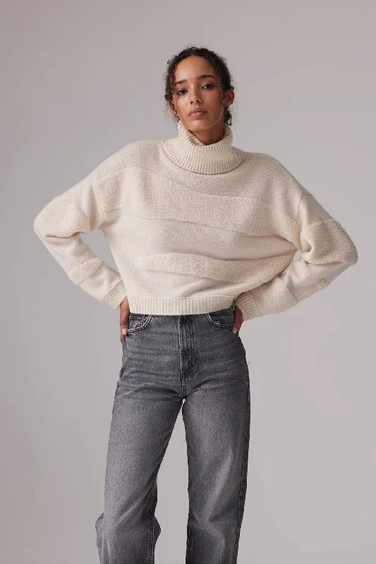 Acrylic Knit TopsPlushy Stitch Roll Neck