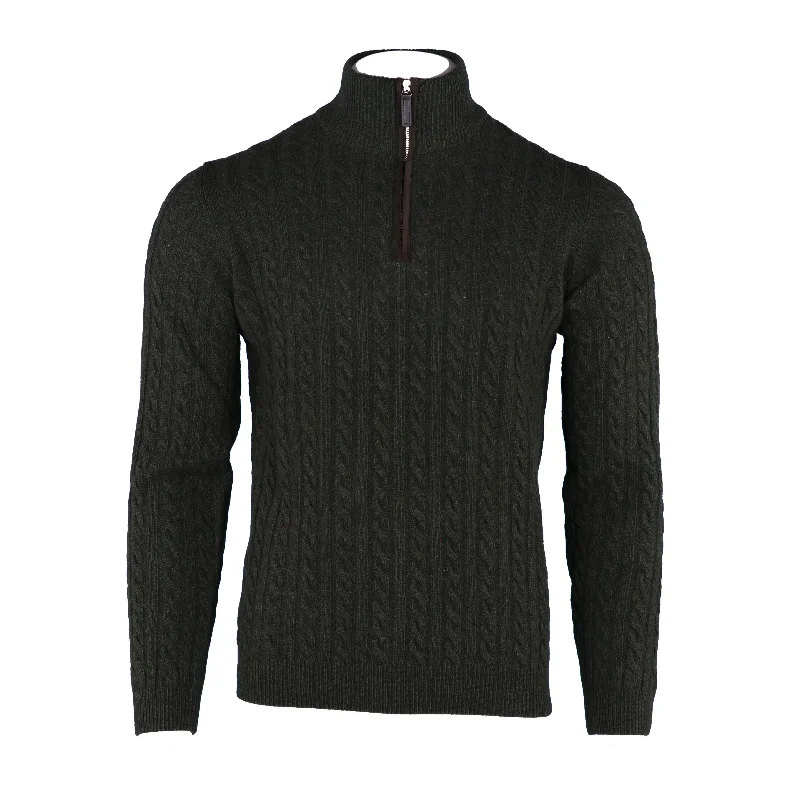 Zippered Knit TopsThe Hagen Cable Quarter Zip in Donegal Olive