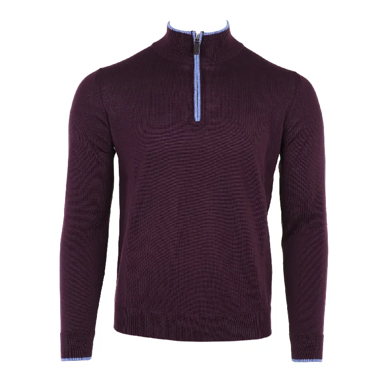 Turtleneck Knit TopsThe Hagen Quarter Zip in Purple/Ocean