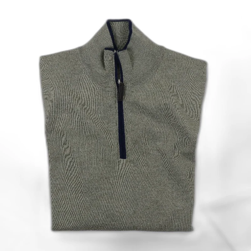 College Knit TopsThe Hagen Quarter Zip in Sage/Navy