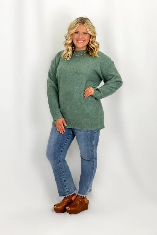 Teal Green Brushed Soft Long Sleeve Sweater