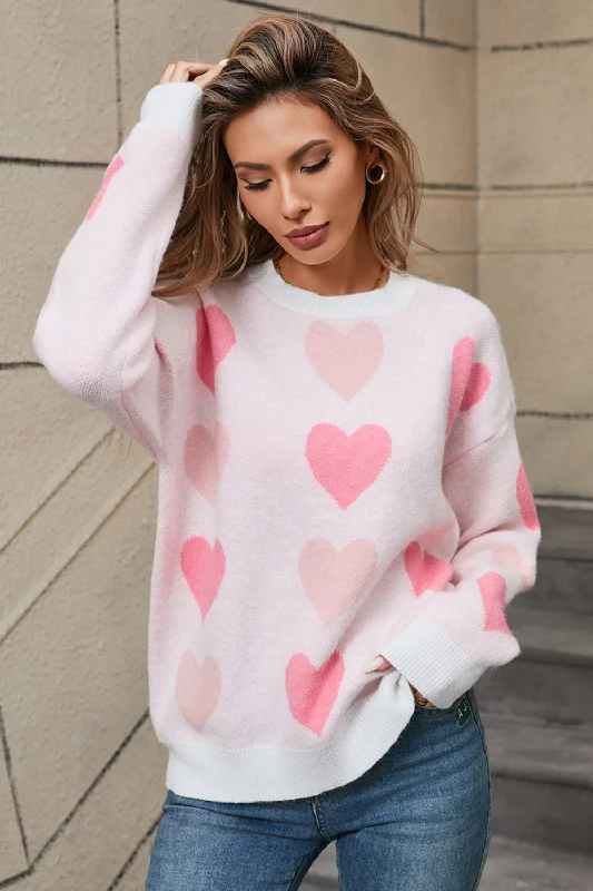 Angel Wings Heart Round Neck Long Sleeve Sweater