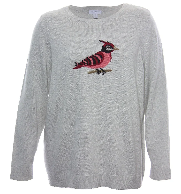 Charter Club Multi Color Bird Graphic Long Sleeve Sweater