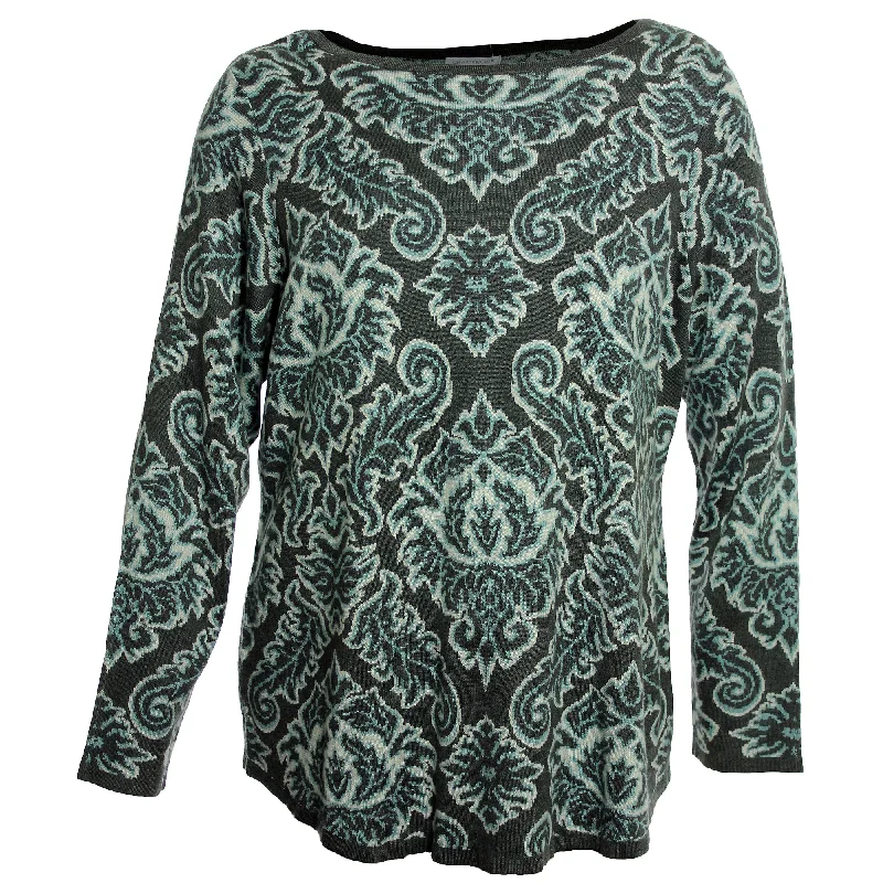 Charter Club Multi Color Paisley Print Long Sleeve Pull Over Sweater