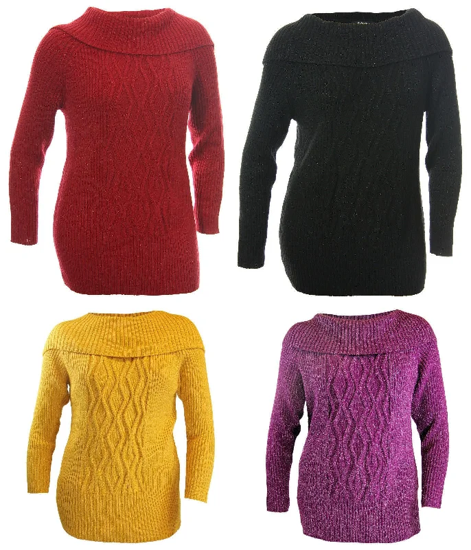 Style & Co Purple or Red Collared Long Sleeve Ribbed Sweater